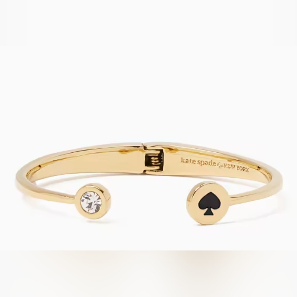 🥂Kate Spade New York Spot The Black Spade Golden Bangle Bracelet NWT 🥂